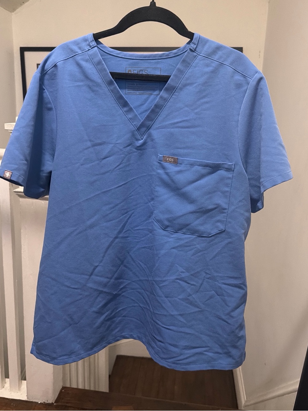 FIGS Woman’s V-Neck Scrub Top in Ceil Blue